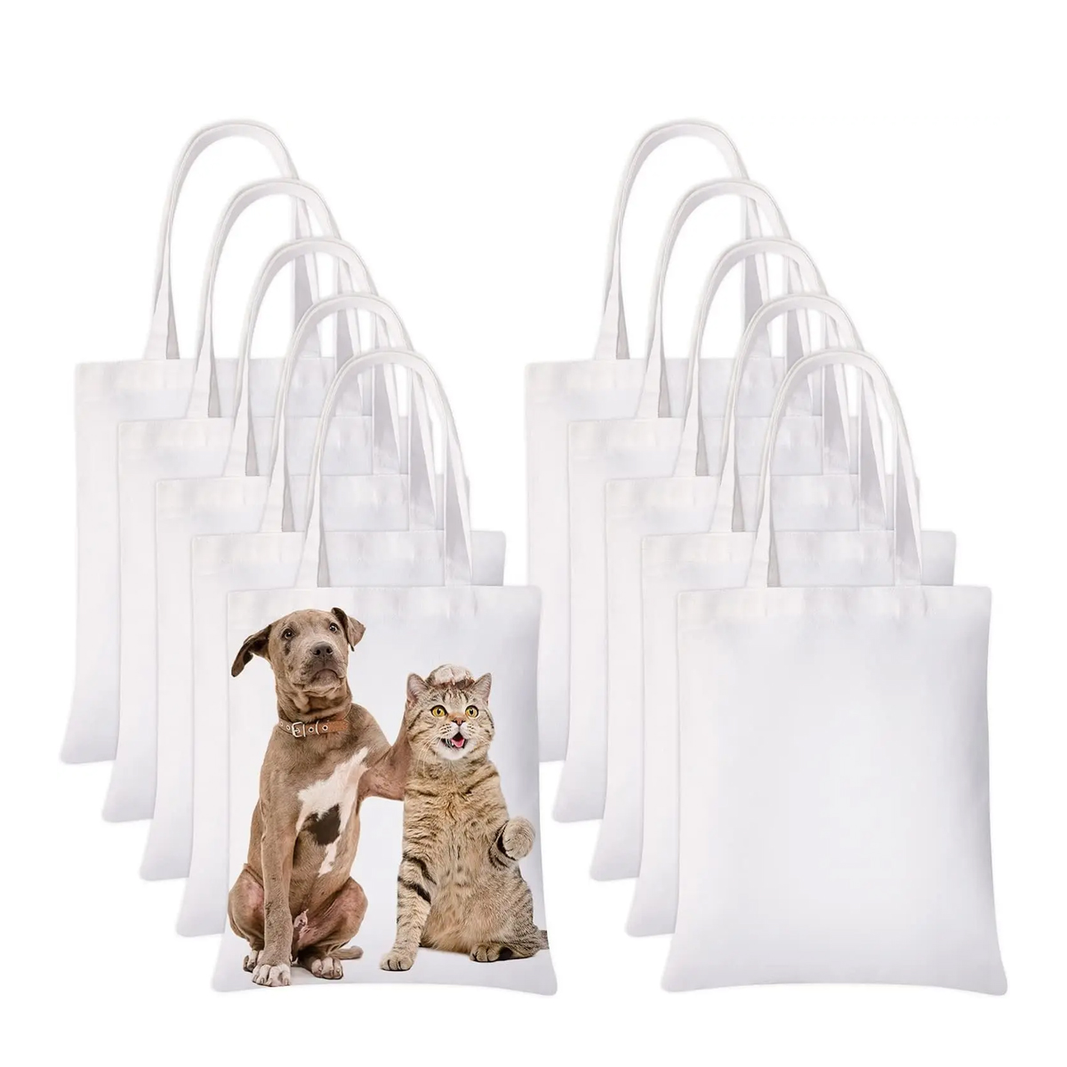 Tote Bag Sublimation - 6 buah tas jinjing kanvas putih,