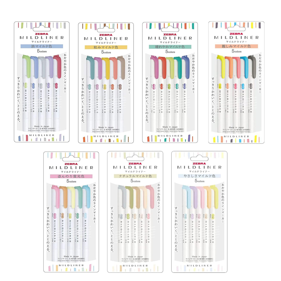 Zebra Pen Mildliner - Zebra Mildliner Set lengkap Pastel, spidol