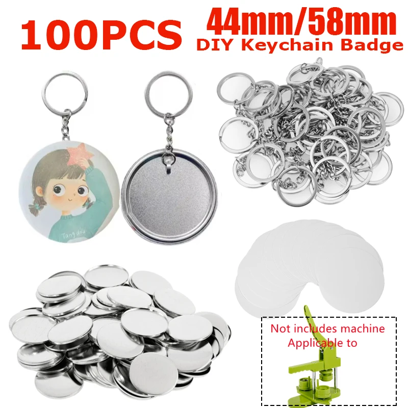 Button Badge Blank - 100 buah perlengkapan pembuatan tombol plastik/logam
