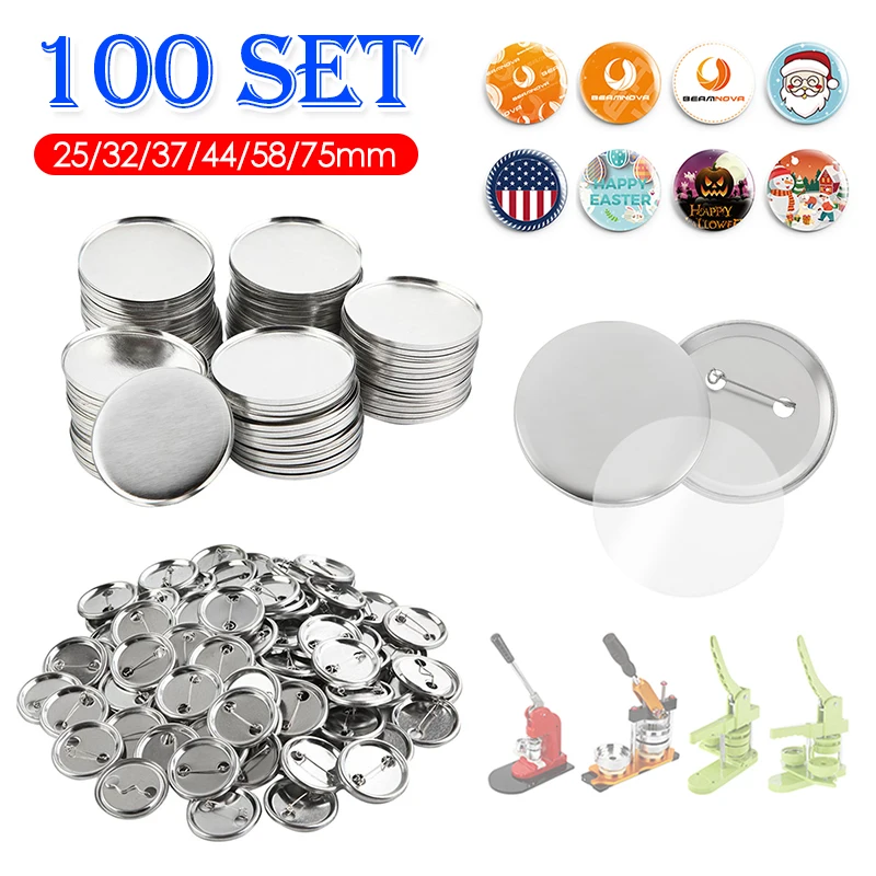 Button Badge Blank - 100Set kosong lencana Pin tombol pembuat