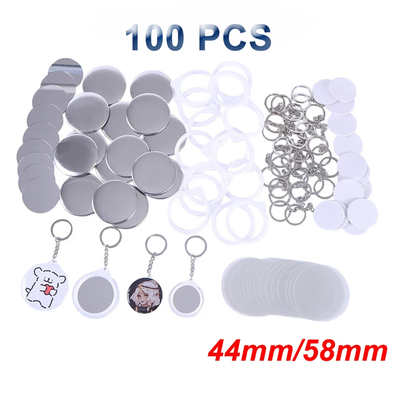 Button Badge Blank - Baru 100 buah cincin kunci cermin