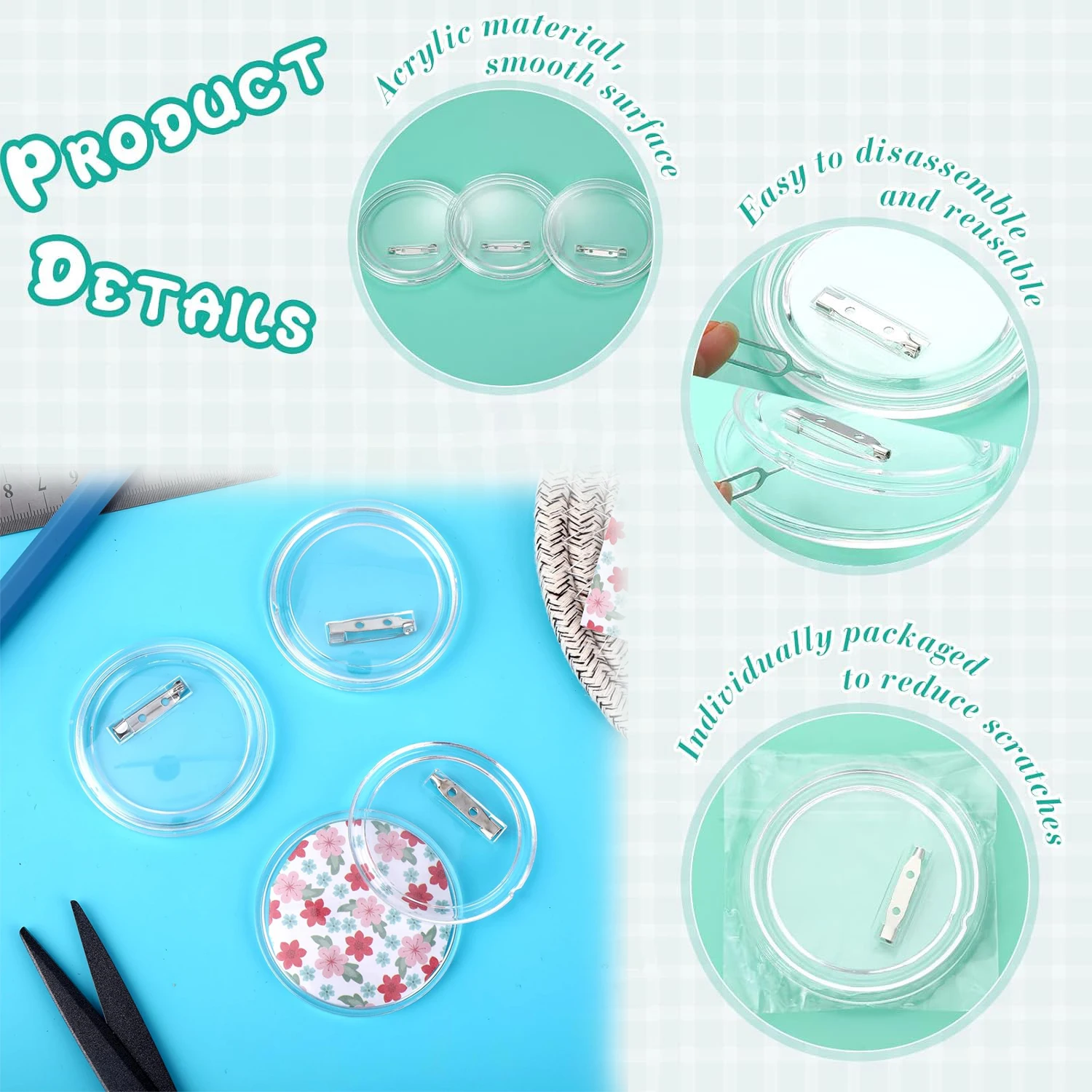 5-20 Buah Tombol Kosong dengan - Button Badge Blank ulasan dan harga
