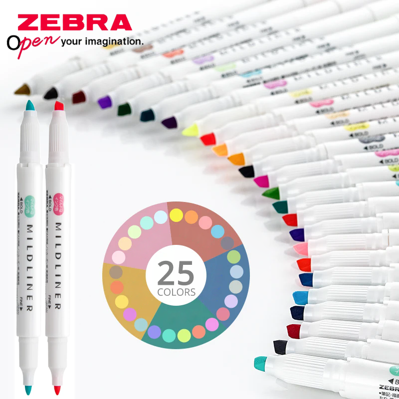 25 Warna Jepang ZEBRA Mildline - Zebra Pen Mildliner ulasan dan harga